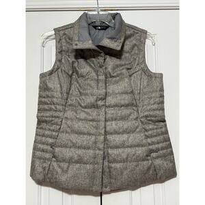 The North Face Gray Herringbone Puffer Vest, Size L